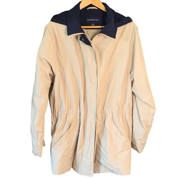 London Fog Women's Beige and Navy Utility Jacket - Picture 1 of 9